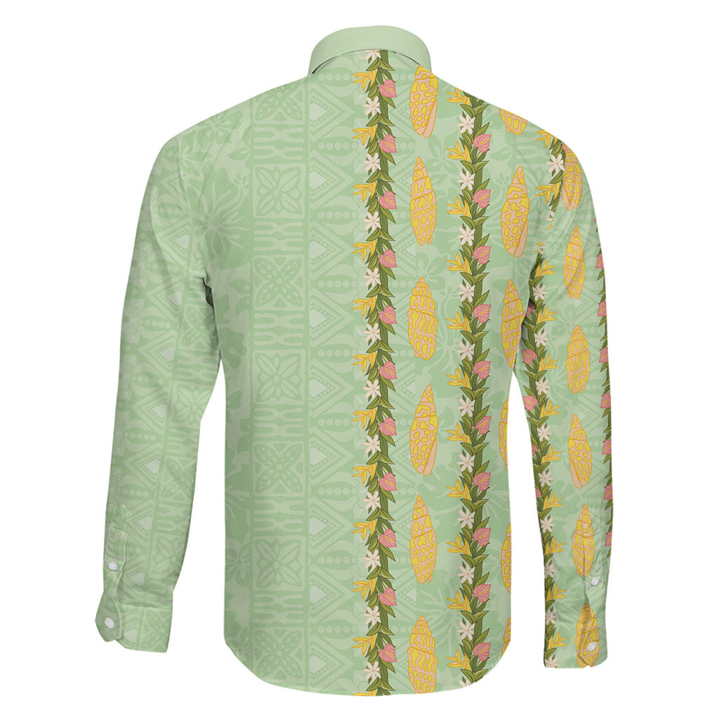 Hawaii Shell Tiare Anthurium Heliconia Lei Family Matching Tank Maxi Dress and Hawaiian Shirt With Tapa Pattern Baby Green