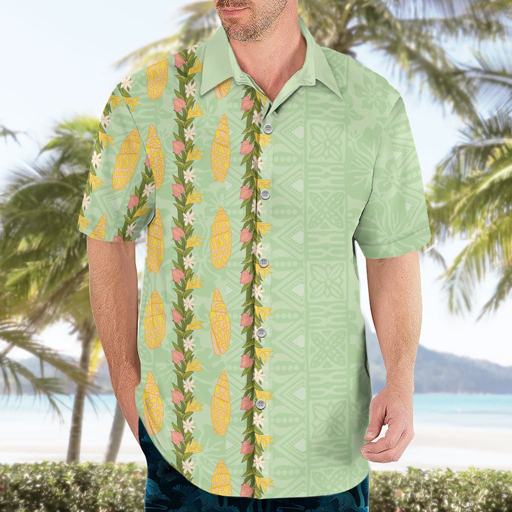 Hawaii Shell Tiare Anthurium Heliconia Lei Hawaiian Shirt With Tapa Pattern Baby Green