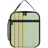 Hawaii Shell Tiare Anthurium Heliconia Lei Lunch Bag With Tapa Pattern Baby Green LT05 10.2 × 8.3 × 4.3 inch Green - Polynesian Pride