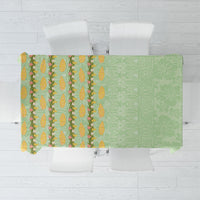 Hawaii Shell Tiare Anthurium Heliconia Lei Tablecloth With Tapa Pattern Baby Green