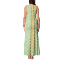 Hawaii Shell Tiare Anthurium Heliconia Lei Tank Maxi Dress With Tapa Pattern Baby Green