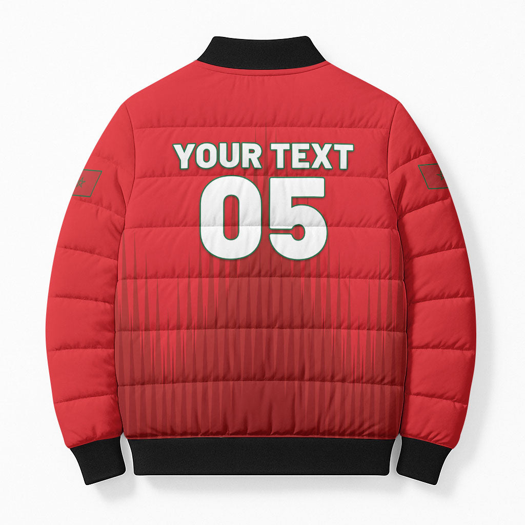 Custom Morocco Football 2026 Bomber Puffer Jacket Atlas Lions Breathtaking Victory Red Version