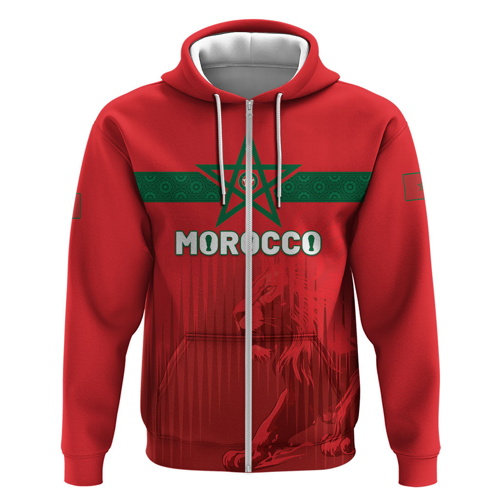 Custom Morocco Football 2026 Hoodie Atlas Lions Breathtaking Victory Red Version