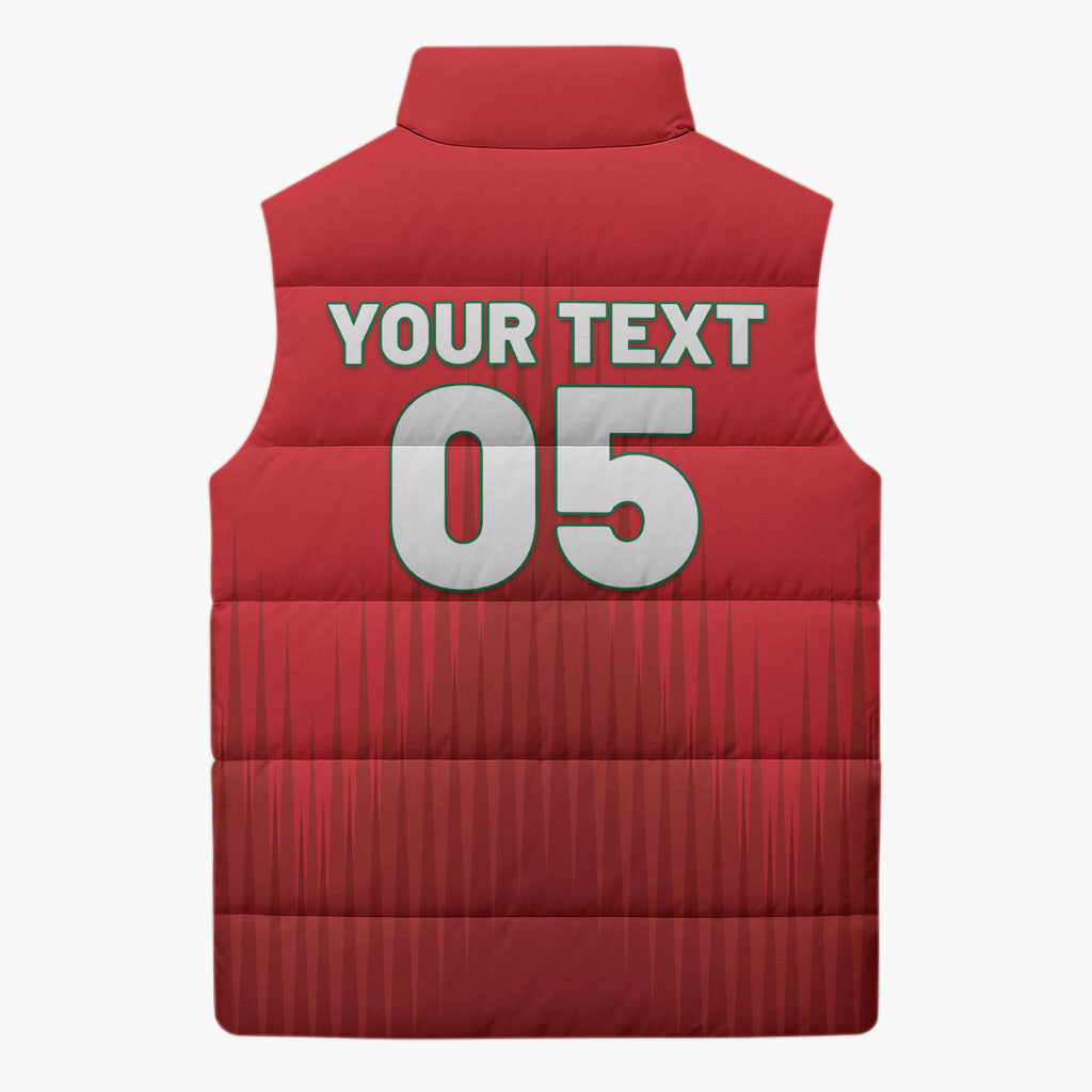 Custom Morocco Football 2026 Sleeveless Puffer Jacket Atlas Lions Breathtaking Victory Red Version