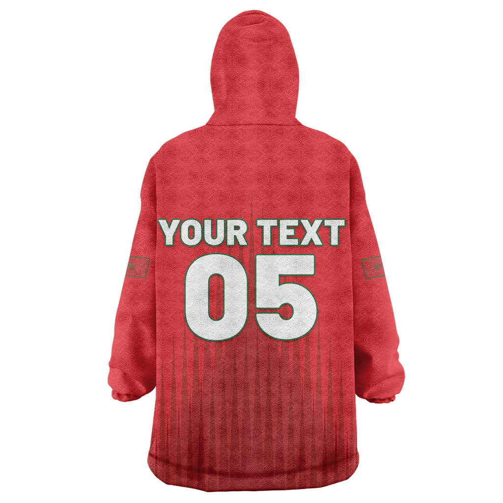 Custom Morocco Football 2026 Wearable Blanket Hoodie Atlas Lions Breathtaking Victory Red Version