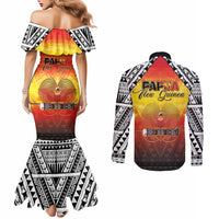 Papua New Guinea 50th Independence Day Couples Matching Mermaid Dress and Long Sleeve Button Shirt One People One Nation One PNG LT05 - Polynesian Pride