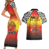 Papua New Guinea 50th Independence Day Couples Matching Short Sleeve Bodycon Dress and Hawaiian Shirt One People One Nation One PNG LT05 - Polynesian Pride