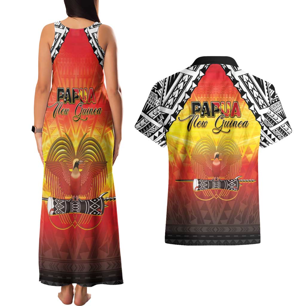Papua New Guinea 50th Independence Day Couples Matching Tank Maxi Dress and Hawaiian Shirt One People One Nation One PNG LT05 - Polynesian Pride