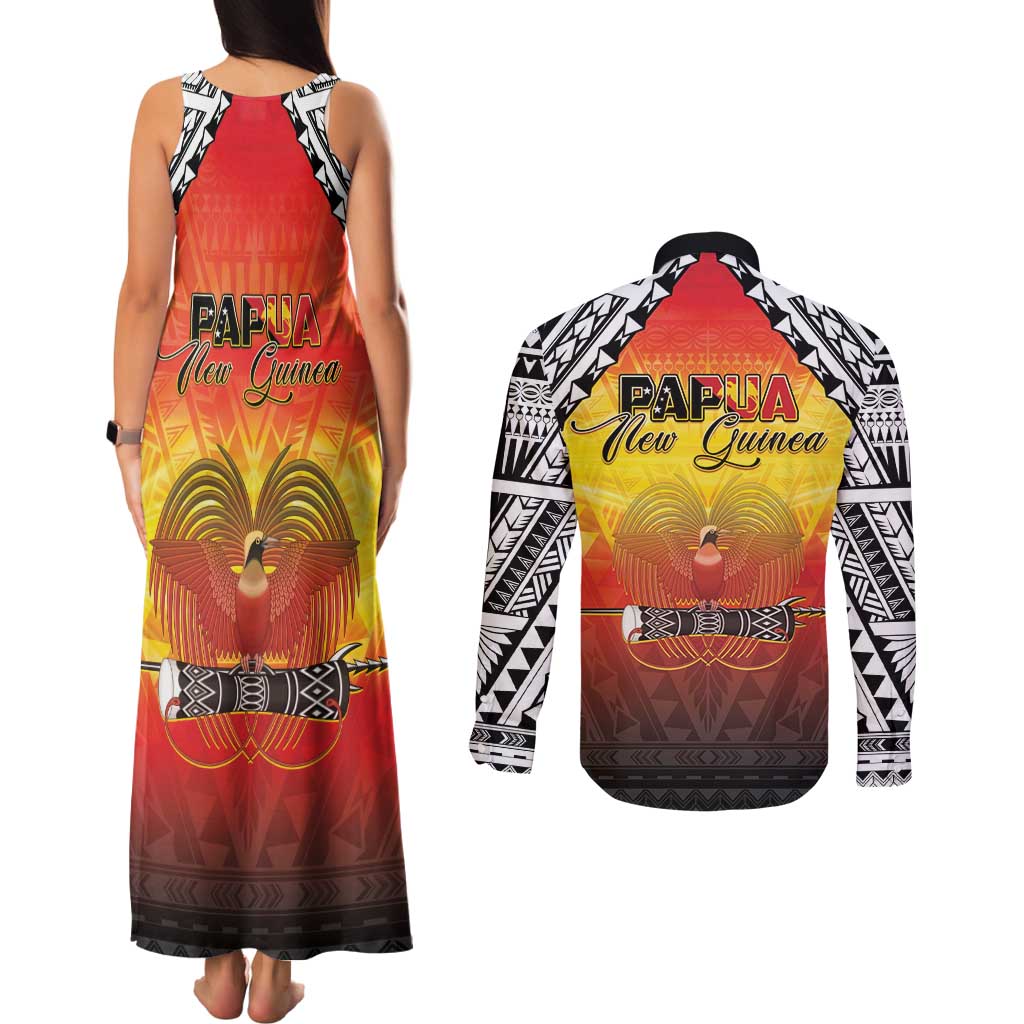 Papua New Guinea 50th Independence Day Couples Matching Tank Maxi Dress and Long Sleeve Button Shirt One People One Nation One PNG LT05 - Polynesian Pride