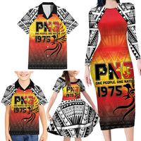 Papua New Guinea 50th Independence Day Family Matching Long Sleeve Bodycon Dress and Hawaiian Shirt One People One Nation One PNG LT05 - Polynesian Pride