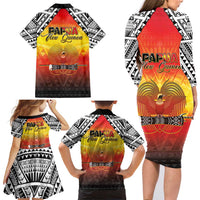 Papua New Guinea 50th Independence Day Family Matching Long Sleeve Bodycon Dress and Hawaiian Shirt One People One Nation One PNG LT05 - Polynesian Pride
