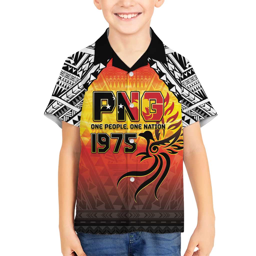 Papua New Guinea 50th Independence Day Family Matching Long Sleeve Bodycon Dress and Hawaiian Shirt One People One Nation One PNG LT05 Son's Shirt Yellow - Polynesian Pride