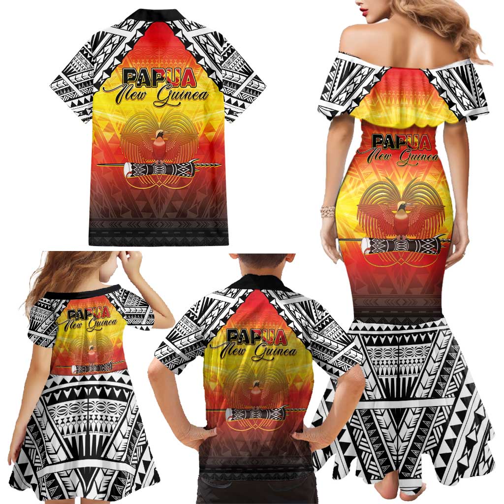 Papua New Guinea 50th Independence Day Family Matching Mermaid Dress and Hawaiian Shirt One People One Nation One PNG LT05 - Polynesian Pride
