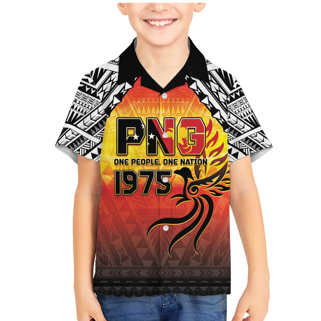 Papua New Guinea 50th Independence Day Family Matching Mermaid Dress and Hawaiian Shirt One People One Nation One PNG LT05 Son's Shirt Yellow - Polynesian Pride