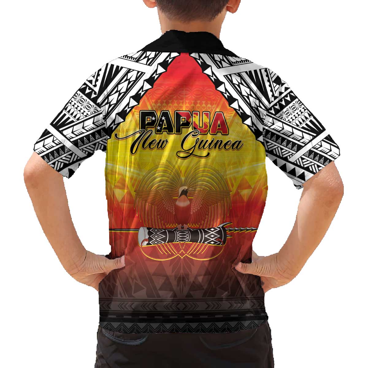 Papua New Guinea 50th Independence Day Family Matching Off The Shoulder Long Sleeve Dress and Hawaiian Shirt One People One Nation One PNG LT05 - Polynesian Pride