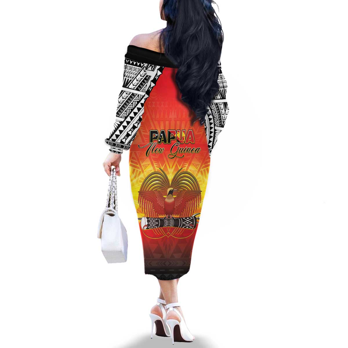 Papua New Guinea 50th Independence Day Family Matching Off The Shoulder Long Sleeve Dress and Hawaiian Shirt One People One Nation One PNG LT05 - Polynesian Pride