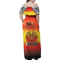 Papua New Guinea 50th Independence Day Family Matching Off Shoulder Maxi Dress and Hawaiian Shirt One People One Nation One PNG LT05 - Polynesian Pride