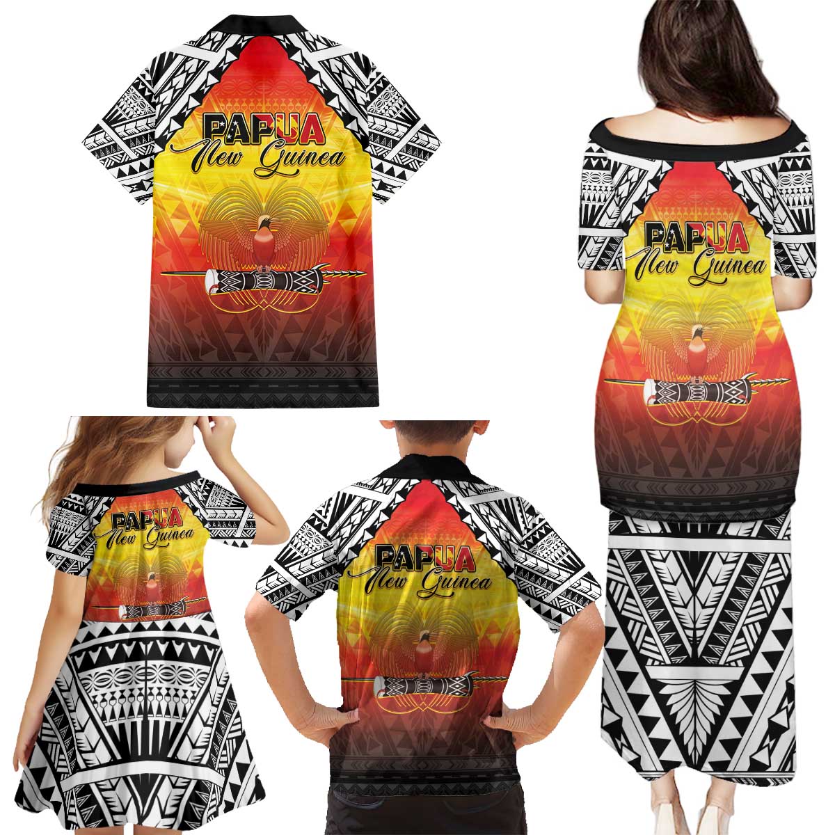 Papua New Guinea 50th Independence Day Family Matching Puletasi and Hawaiian Shirt One People One Nation One PNG LT05 - Polynesian Pride