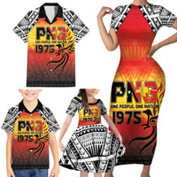 Papua New Guinea 50th Independence Day Family Matching Short Sleeve Bodycon Dress and Hawaiian Shirt One People One Nation One PNG LT05 - Polynesian Pride