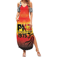Papua New Guinea 50th Independence Day Family Matching Summer Maxi Dress and Hawaiian Shirt One People One Nation One PNG LT05 Mom's Dress Yellow - Polynesian Pride
