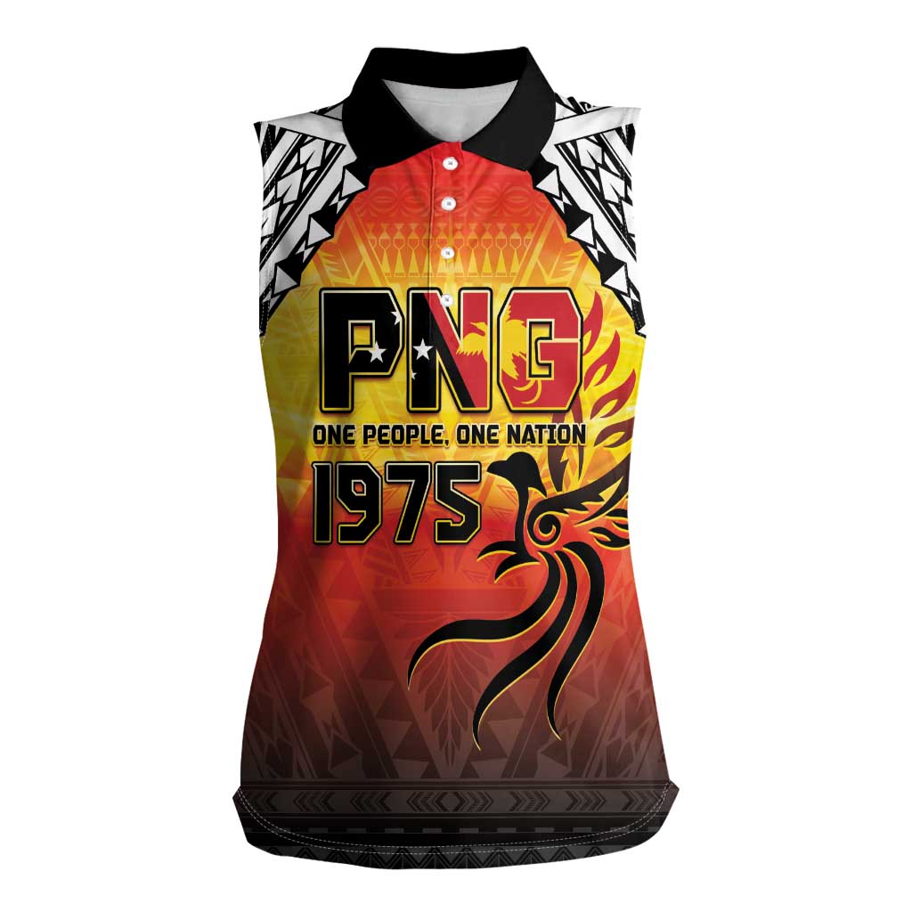 Papua New Guinea 50th Independence Day Women Sleeveless Polo Shirt One People One Nation One PNG LT05 Female Yellow - Polynesian Pride