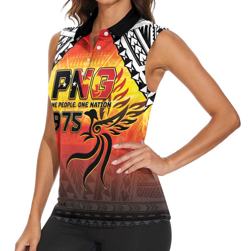 Papua New Guinea 50th Independence Day Women Sleeveless Polo Shirt One People One Nation One PNG LT05 - Polynesian Pride