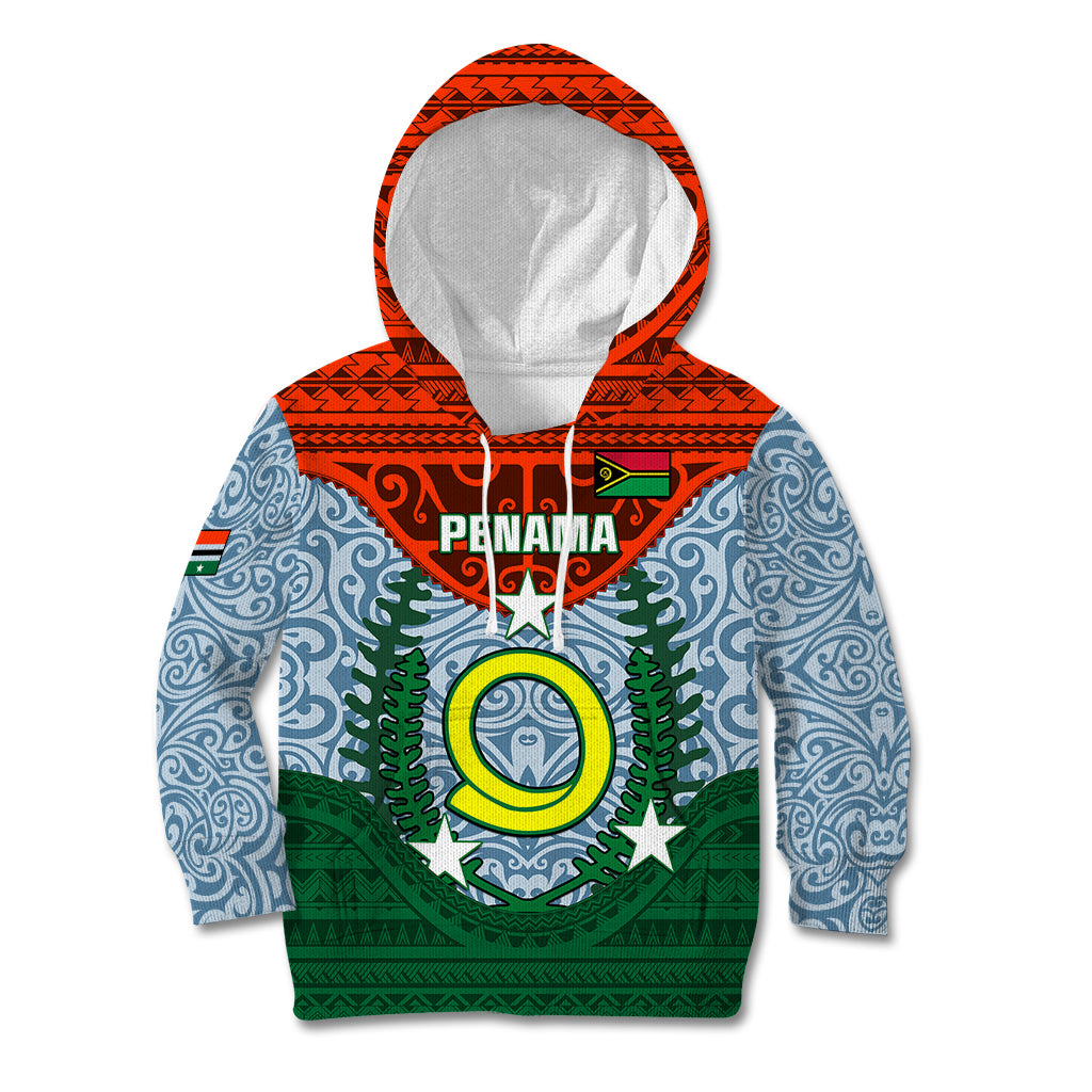 Vanuatu Penama Province Kid Hoodie Vanuatuan Coat Of Arms Polynesian Pattern LT05 Hoodie Green - Polynesian Pride