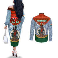 Personalized Vanuatu Penama Province Couples Matching Off The Shoulder Long Sleeve Dress and Long Sleeve Button Shirts Vanuatuan Coat Of Arms Polynesian Pattern LT05 - Polynesian Pride