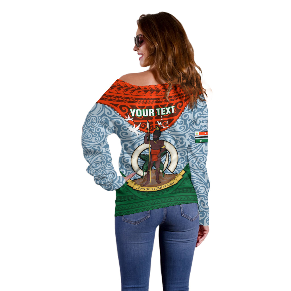 Personalized Vanuatu Penama Province Off Shoulder Sweater Vanuatuan Coat Of Arms Polynesian Pattern LT05 - Polynesian Pride