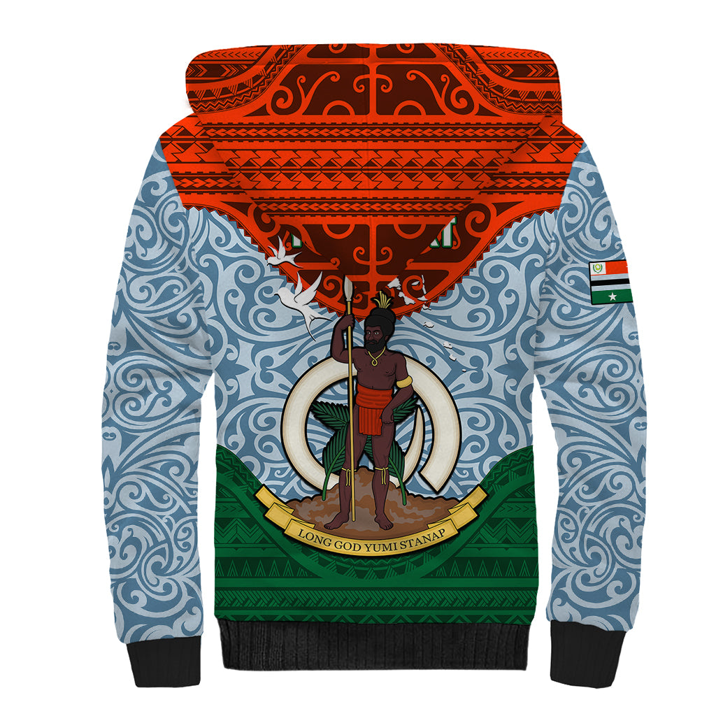Personalized Vanuatu Penama Province Sherpa Hoodie Vanuatuan Coat Of Arms Polynesian Pattern LT05 - Polynesian Pride