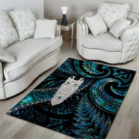 New Zealand Aotearoa Area Rug Maori Tane Te Waiora Paua Shell Glitter Turquoise