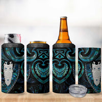 New Zealand Aotearoa 4 in 1 Can Cooler Tumbler Maori Tane Te Waiora Paua Shell Glitter Turquoise LT05 - Polynesian Pride