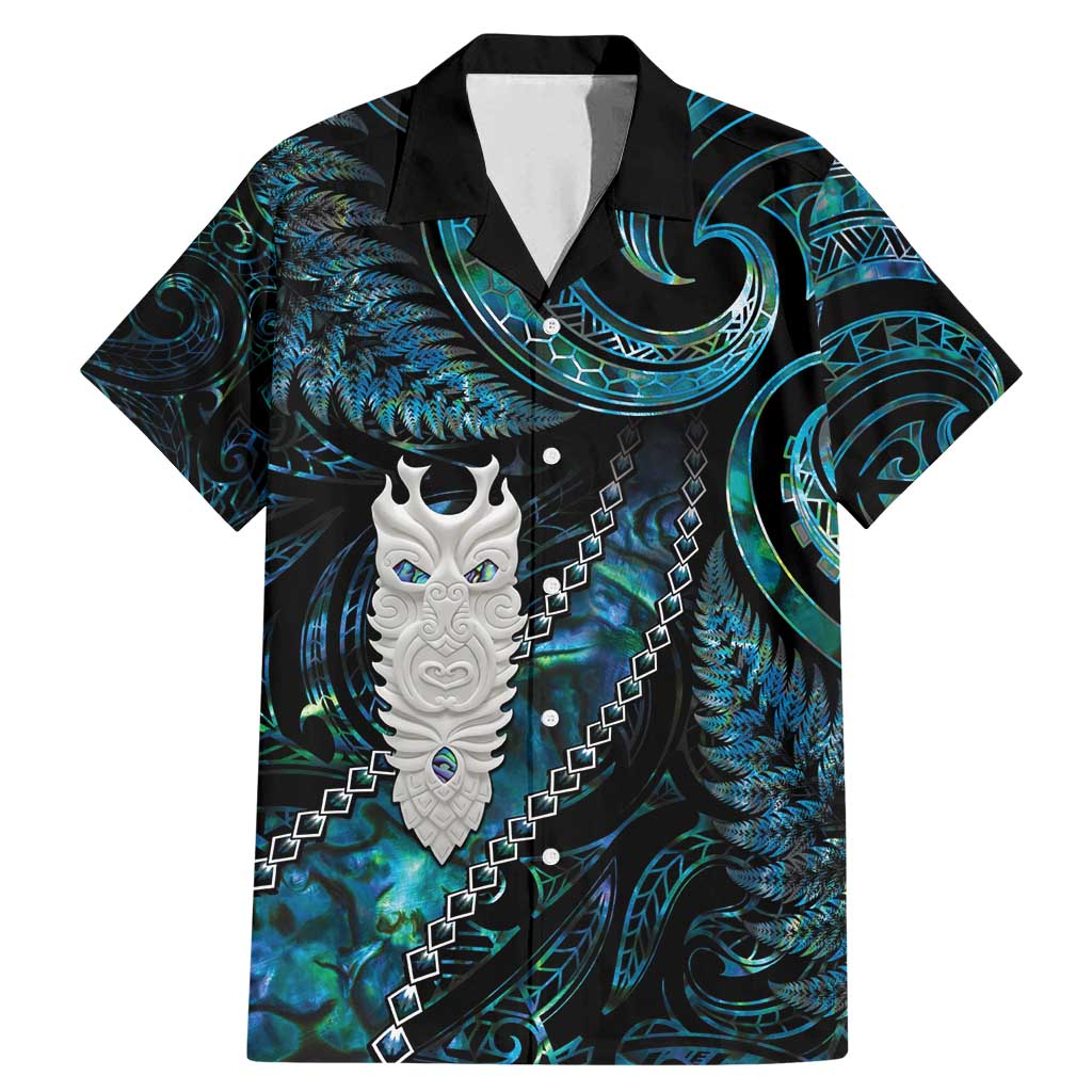 New Zealand Aotearoa Family Matching Mermaid Dress and Hawaiian Shirt Maori Tane Te Waiora Paua Shell Glitter Turquoise LT05 Dad's Shirt - Short Sleeve Turquoise - Polynesian Pride