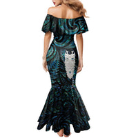 New Zealand Aotearoa Family Matching Mermaid Dress and Hawaiian Shirt Maori Tane Te Waiora Paua Shell Glitter Turquoise LT05 - Polynesian Pride