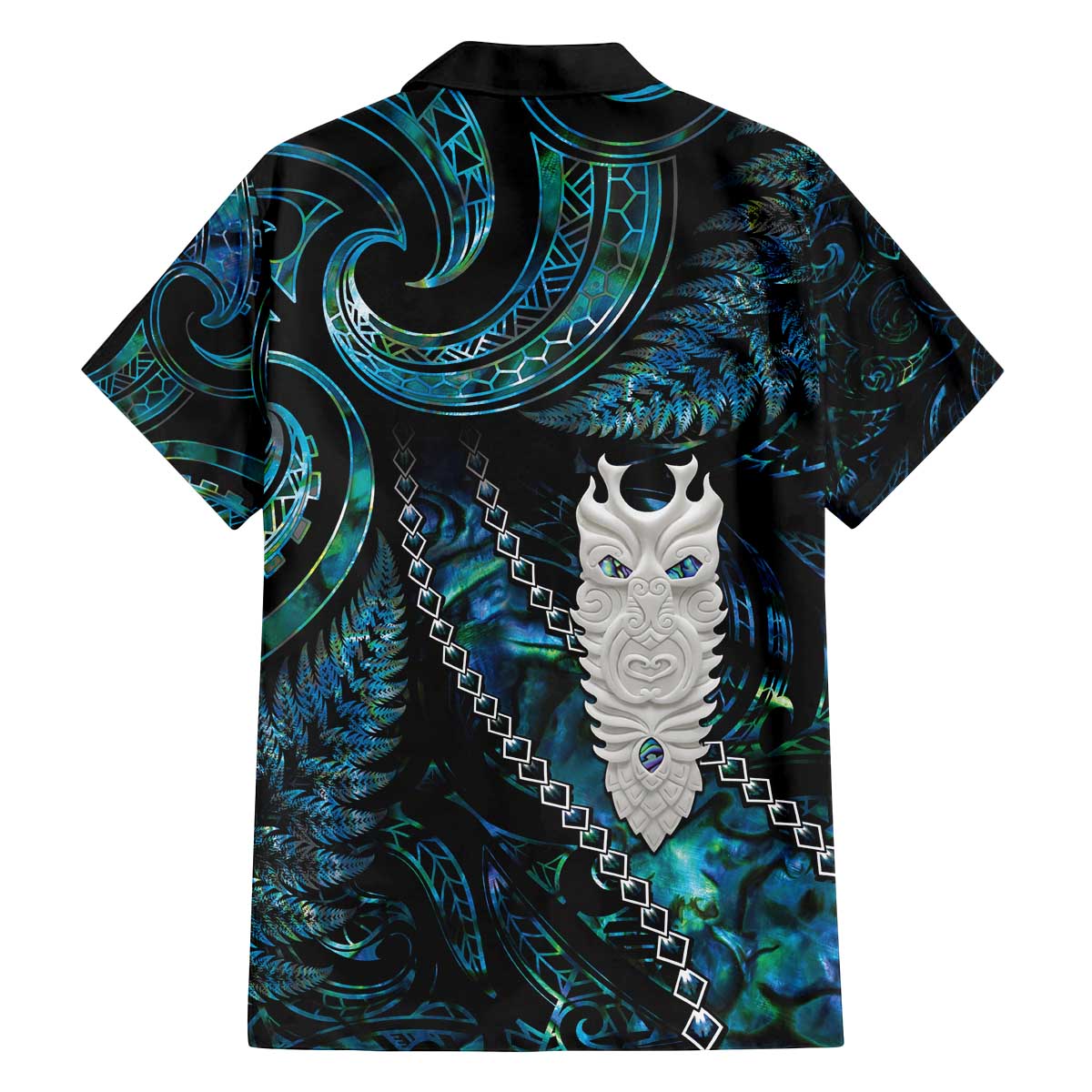 New Zealand Aotearoa Family Matching Off The Shoulder Long Sleeve Dress and Hawaiian Shirt Maori Tane Te Waiora Paua Shell Glitter Turquoise LT05 - Polynesian Pride