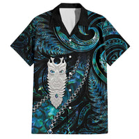 New Zealand Aotearoa Family Matching Off Shoulder Short Dress and Hawaiian Shirt Maori Tane Te Waiora Paua Shell Glitter Turquoise LT05 Dad's Shirt - Short Sleeve Turquoise - Polynesian Pride