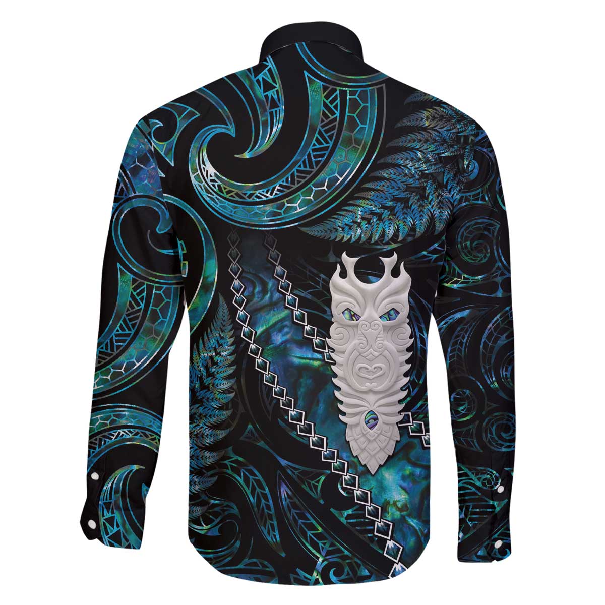 New Zealand Aotearoa Family Matching Off Shoulder Short Dress and Hawaiian Shirt Maori Tane Te Waiora Paua Shell Glitter Turquoise LT05 - Polynesian Pride