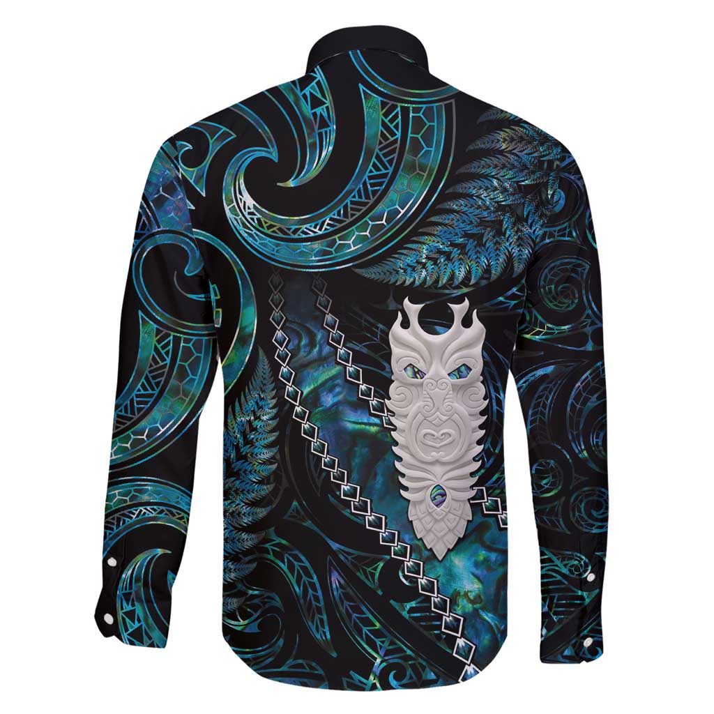 New Zealand Aotearoa Family Matching Short Sleeve Bodycon Dress and Hawaiian Shirt Maori Tane Te Waiora Paua Shell Glitter Turquoise LT05 - Polynesian Pride