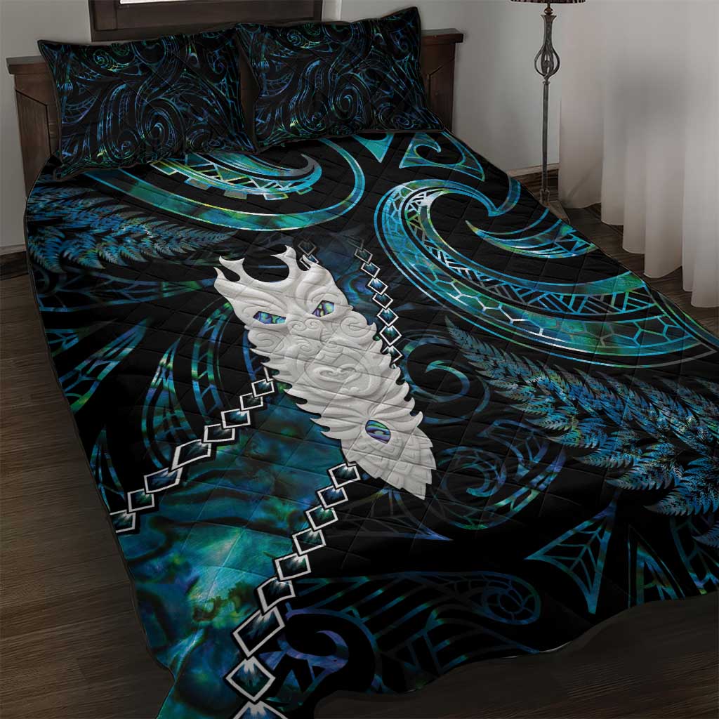 New Zealand Aotearoa Quilt Bed Set Maori Tane Te Waiora Paua Shell Glitter Turquoise LT05 Turquoise - Polynesian Pride