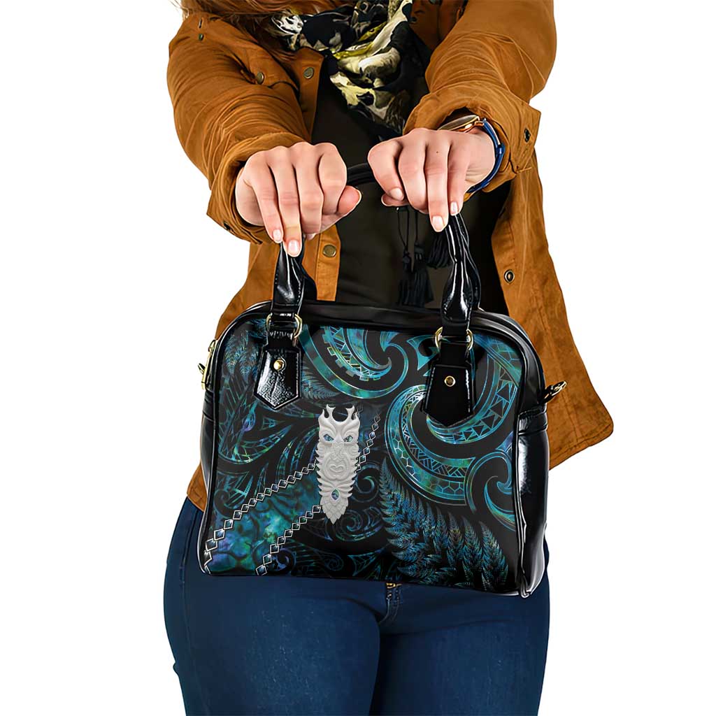 New Zealand Aotearoa Shoulder Handbag Maori Tane Te Waiora Paua Shell Glitter Turquoise LT05 One Size Turquoise - Polynesian Pride