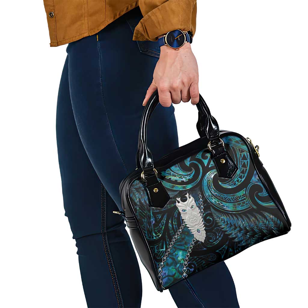 New Zealand Aotearoa Shoulder Handbag Maori Tane Te Waiora Paua Shell Glitter Turquoise LT05 - Polynesian Pride