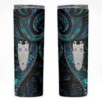 New Zealand Aotearoa Skinny Tumbler Maori Tane Te Waiora Paua Shell Glitter Turquoise LT05 Turquoise - Polynesian Pride