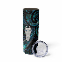 New Zealand Aotearoa Skinny Tumbler Maori Tane Te Waiora Paua Shell Glitter Turquoise LT05 - Polynesian Pride