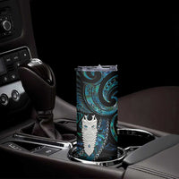 New Zealand Aotearoa Skinny Tumbler Maori Tane Te Waiora Paua Shell Glitter Turquoise LT05 - Polynesian Pride