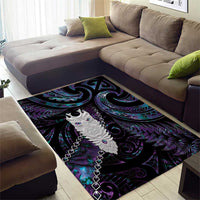 New Zealand Aotearoa Area Rug Maori Tane Te Waiora Paua Shell Glitter Purple