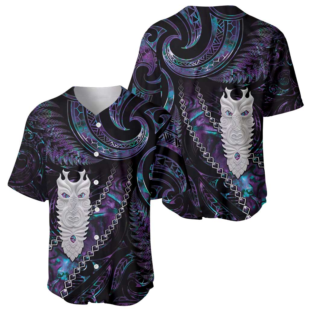 New Zealand Aotearoa Baseball Jersey Maori Tane Te Waiora Paua Shell Glitter Purple