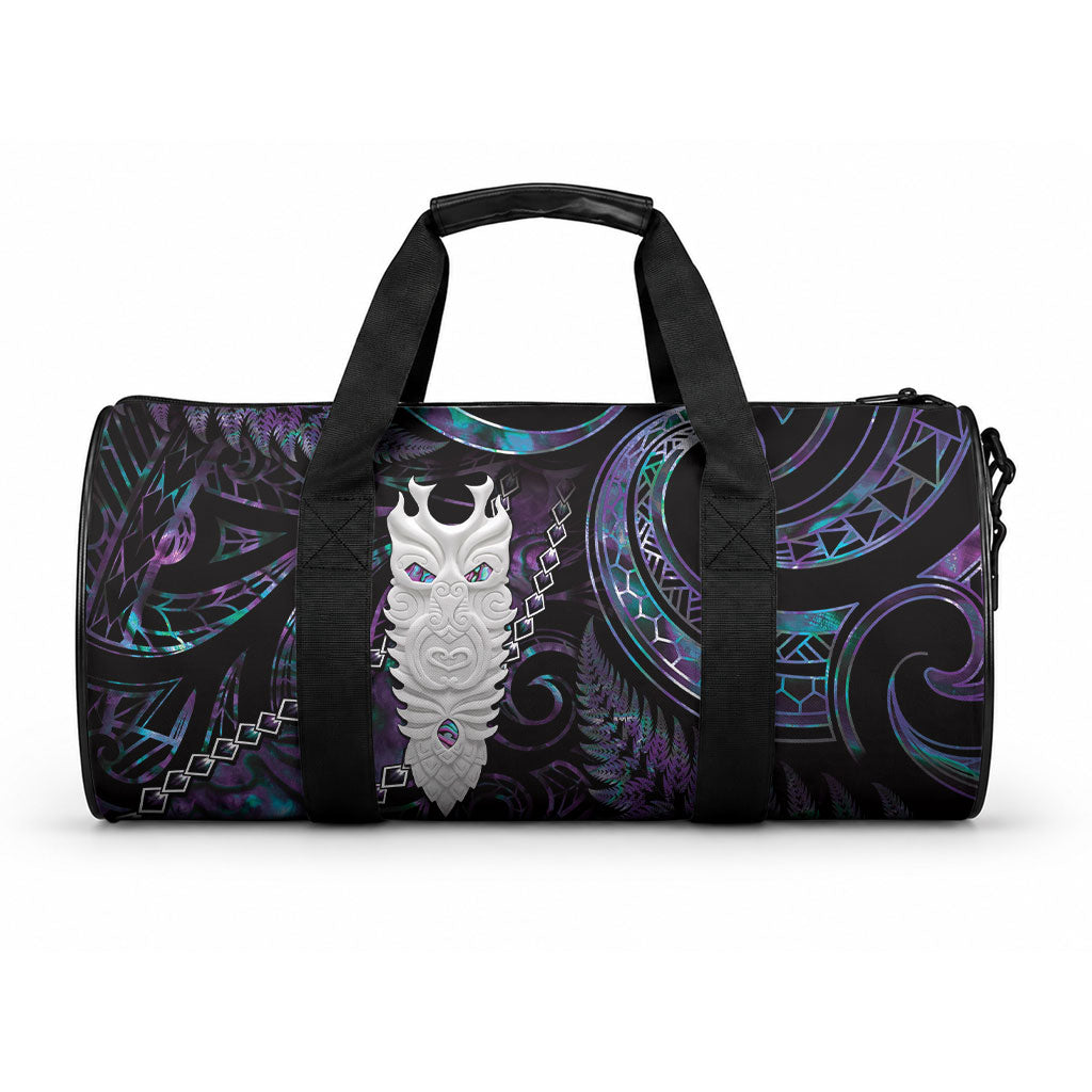 New Zealand Aotearoa Duffle Bag Maori Tane Te Waiora Paua Shell Glitter Purple LT05 One size Purple - Polynesian Pride