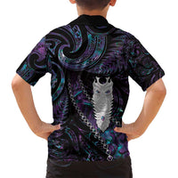 New Zealand Aotearoa Family Matching Off Shoulder Maxi Dress and Hawaiian Shirt Maori Tane Te Waiora Paua Shell Glitter Purple LT05 - Polynesian Pride