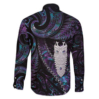 New Zealand Aotearoa Family Matching Off Shoulder Maxi Dress and Hawaiian Shirt Maori Tane Te Waiora Paua Shell Glitter Purple LT05 - Polynesian Pride