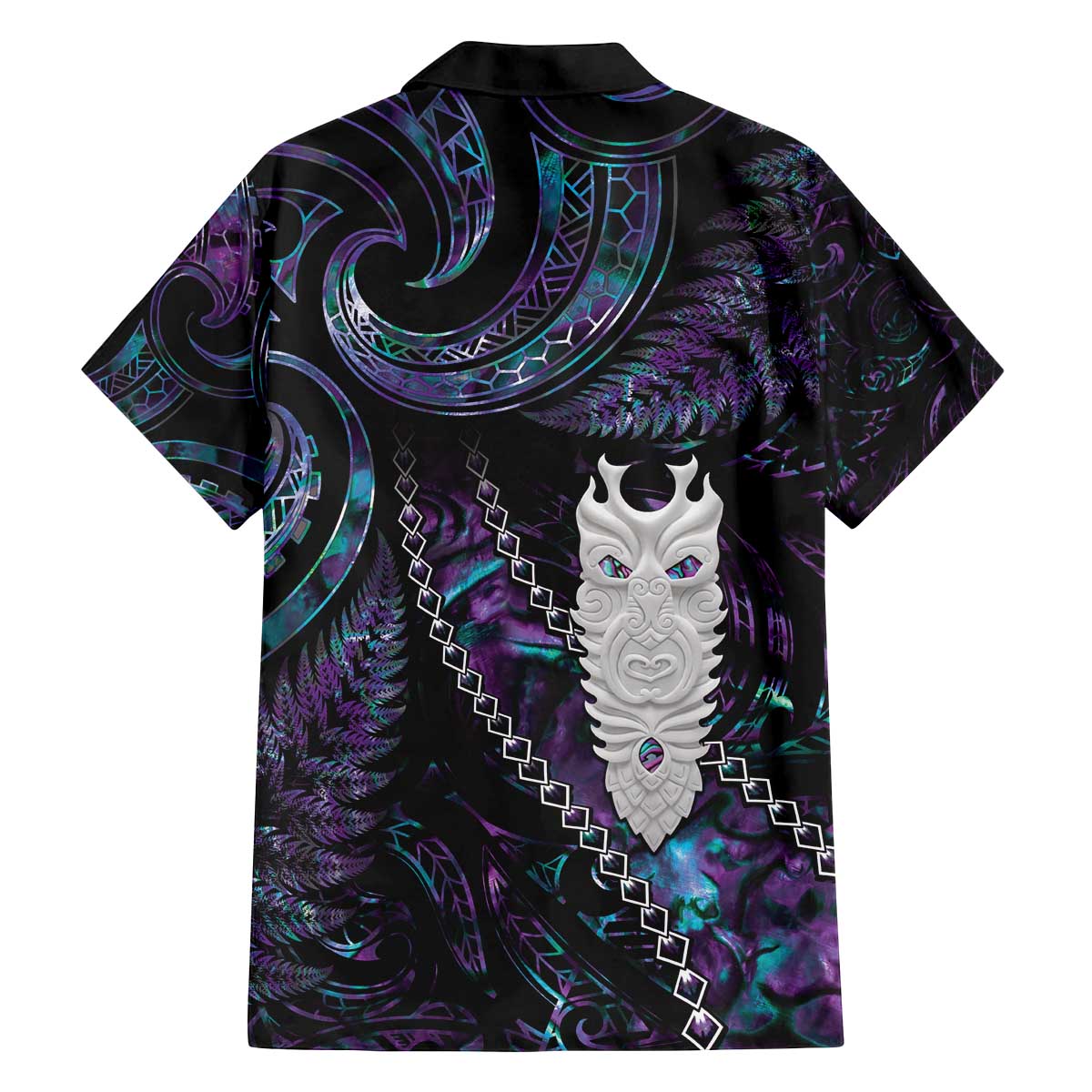 New Zealand Aotearoa Family Matching Puletasi and Hawaiian Shirt Maori Tane Te Waiora Paua Shell Glitter Purple LT05 - Polynesian Pride